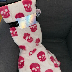 Rachel Zoe Viral TikTok Pink White Skull Plush Throw Blanket Halloween NWT Soft
